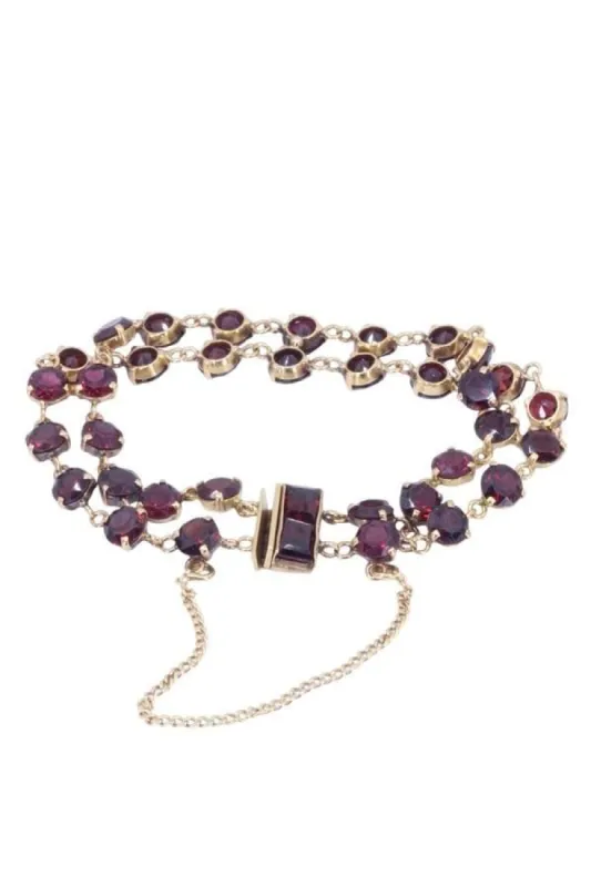 Bracelet 2 rangs ancien grenats made by 58 Facettes