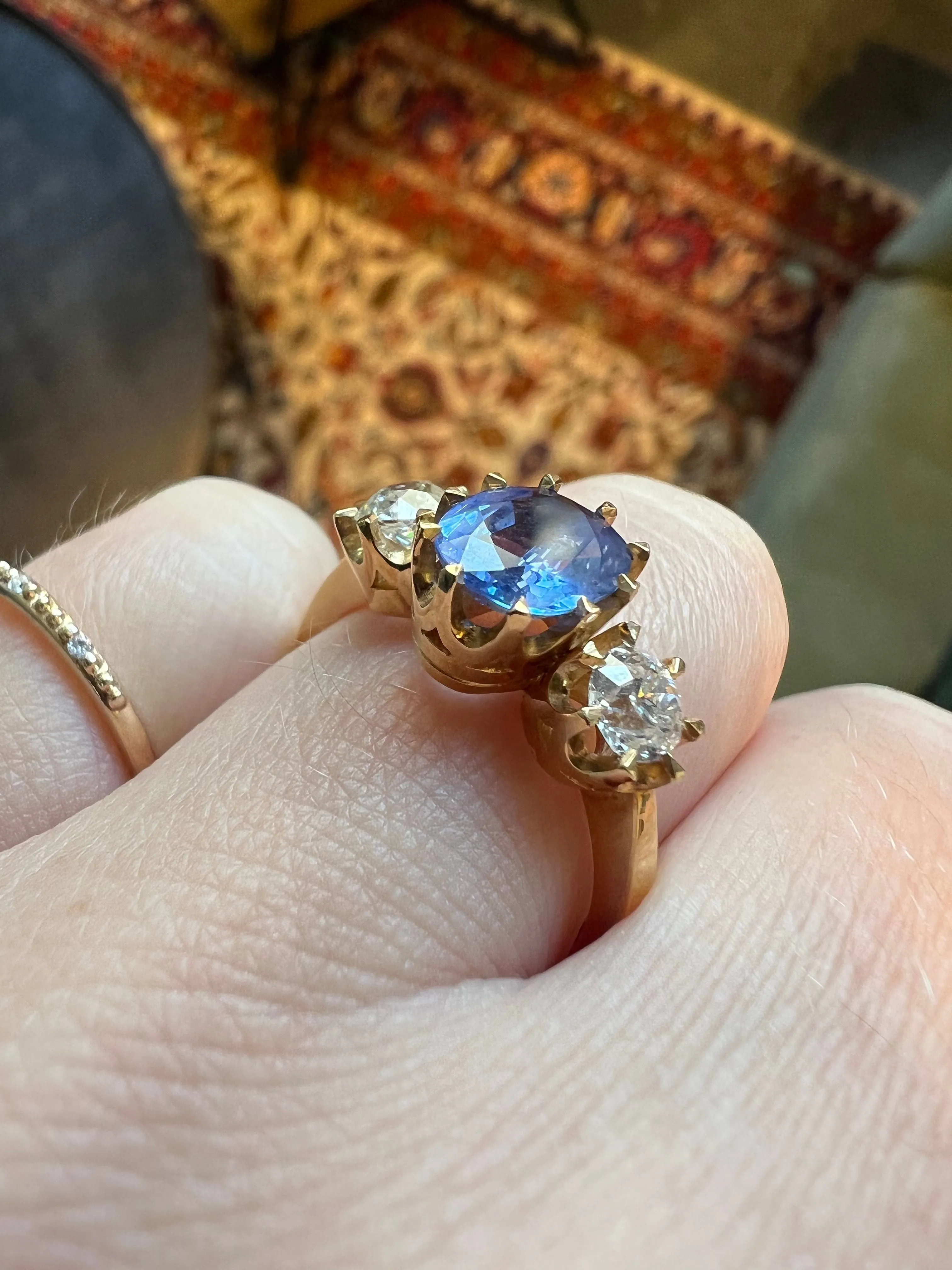 Bague ancienne en saphir bleu et diamant sold by 58 Facettes product image thumbnail 5