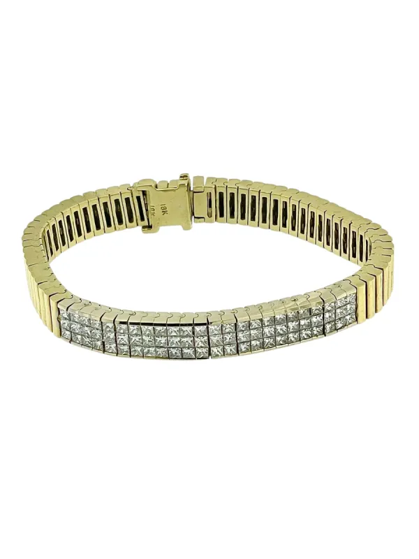 Bracelet Tennis certifié HRD en or jaune et blanc avec diamants sold by 58 Facettes