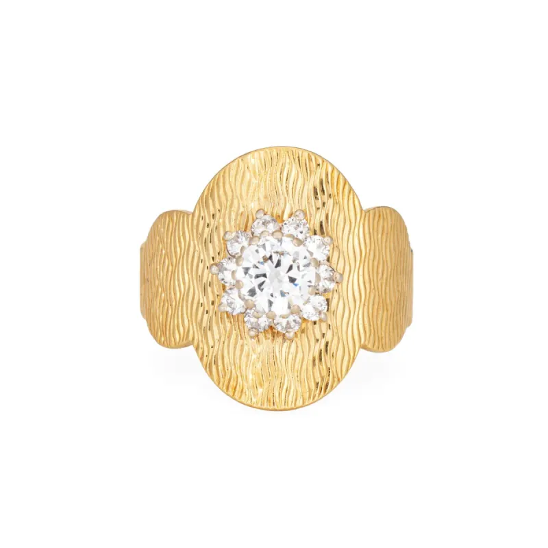 Bague en or jaune avec cigare et grappe de diamants sold by 58 Facettes