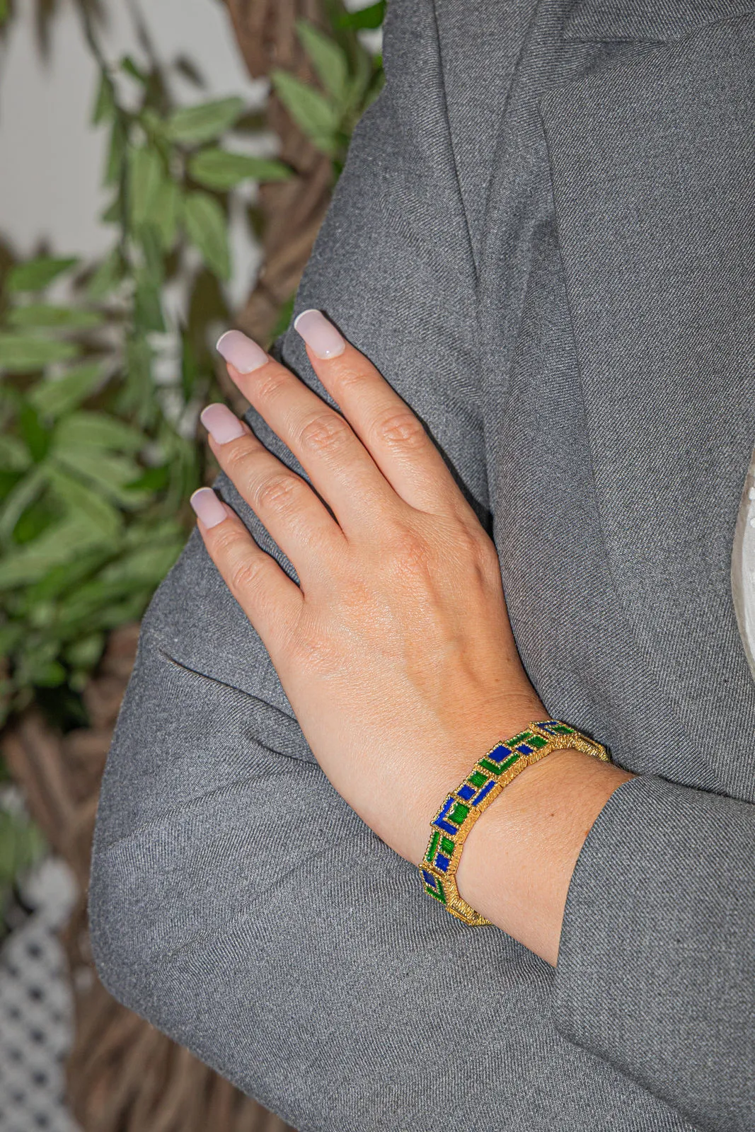 Fred - Bracelet en or jaune 18 carats et émail vert et bleu sold by 58 Facettes product image thumbnail 2