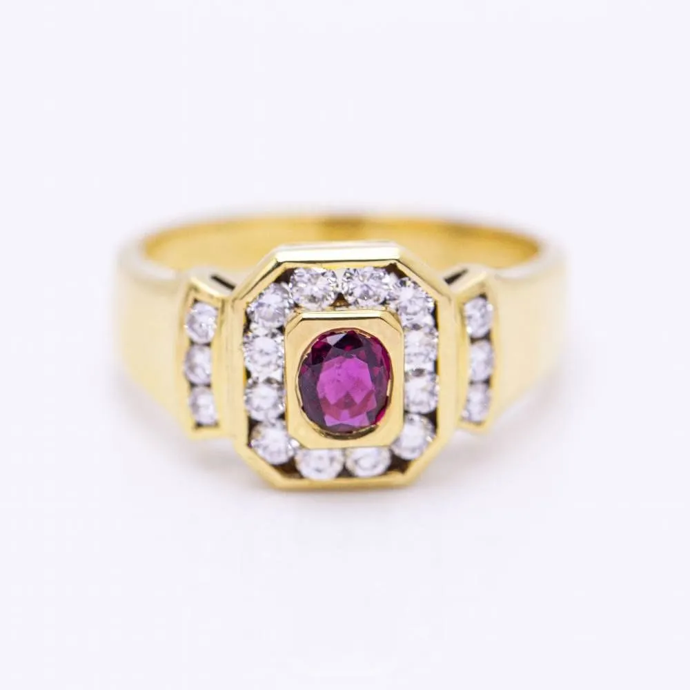 Bague en or jaune avec diamants et rubis sold by 58 Facettes product image thumbnail 2