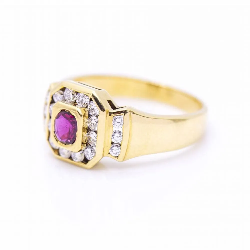 Bague en or jaune avec diamants et rubis sold by 58 Facettes product image thumbnail 3
