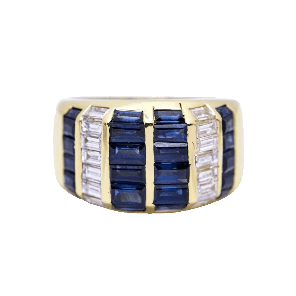 Bague en or jaune avec saphirs baguettes sold by 58 Facettes