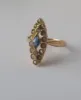 Bague marquise or rose saphir perles sold by 58 Facettes