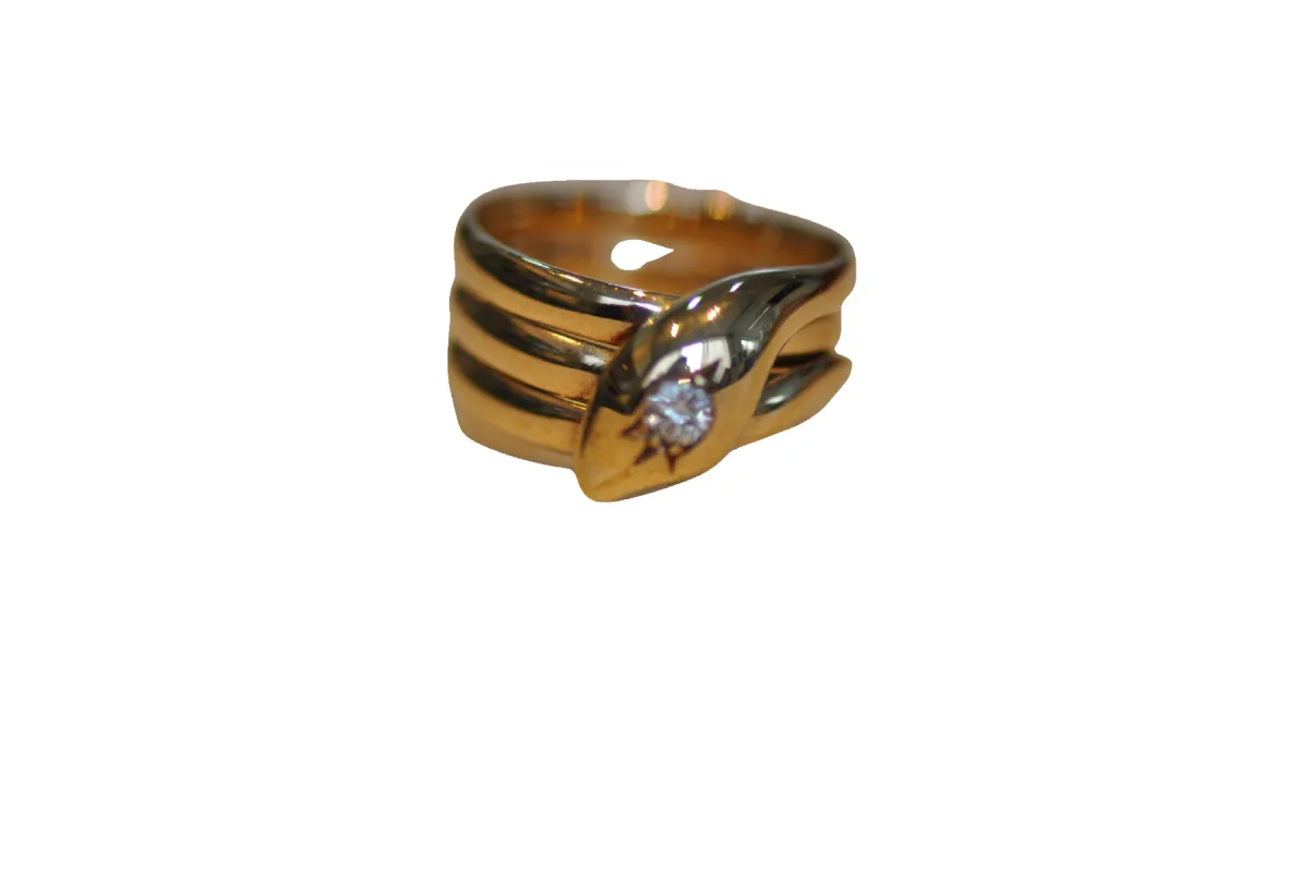 Bague serpent victorienne en or jaune avec diamant sold by 58 Facettes