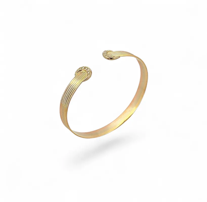 Bracelet jonc vintage 3 ors et diamants sold by 58 Facettes