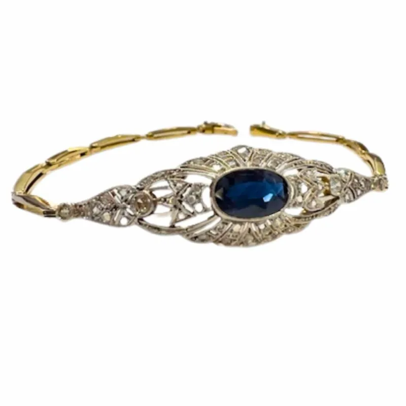 Bracelet Art Déco saphir diamants sold by 58 Facettes