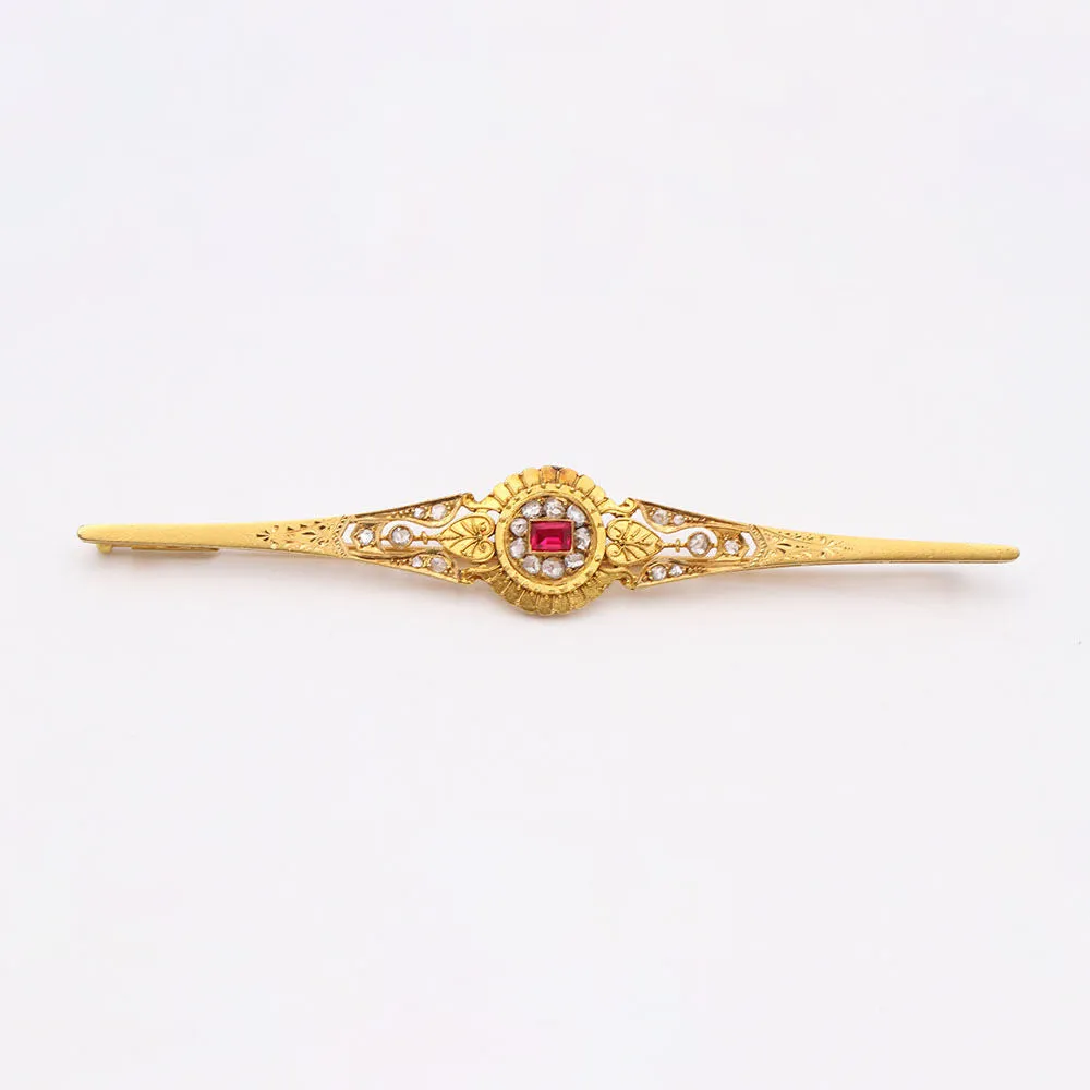 Broche élisabéthaine en or avec diamants et rubis sold by 58 Facettes product image thumbnail 2