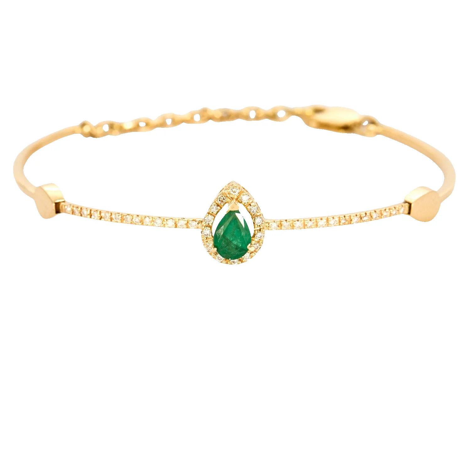 Bracelet semi rigide Or jaune Diamants et Emeraude sold by 58 Facettes