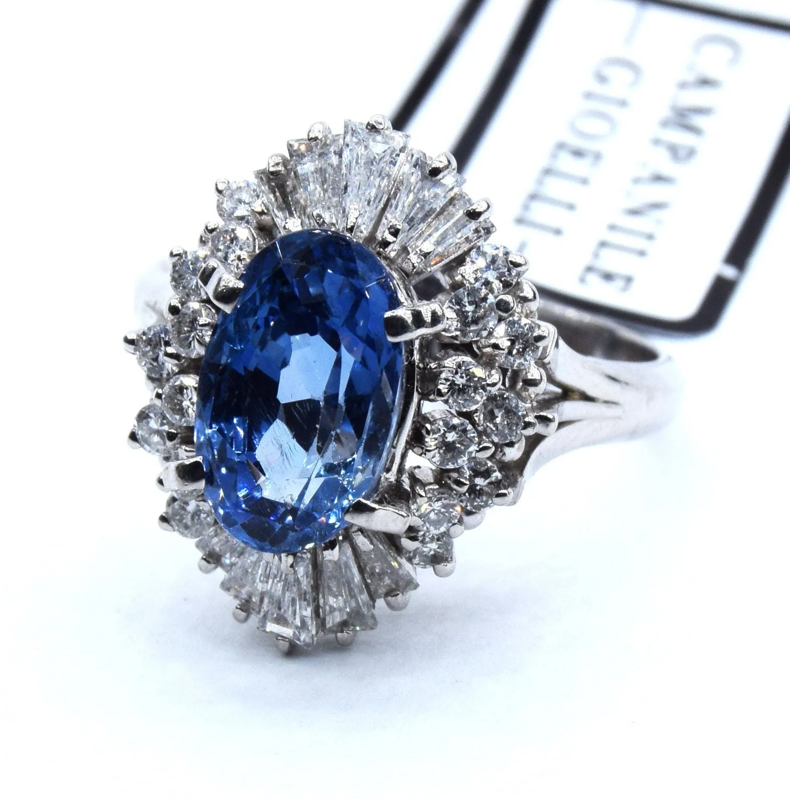 Bague en platine avec saphir et diamants sold by 58 Facettes product image thumbnail 2