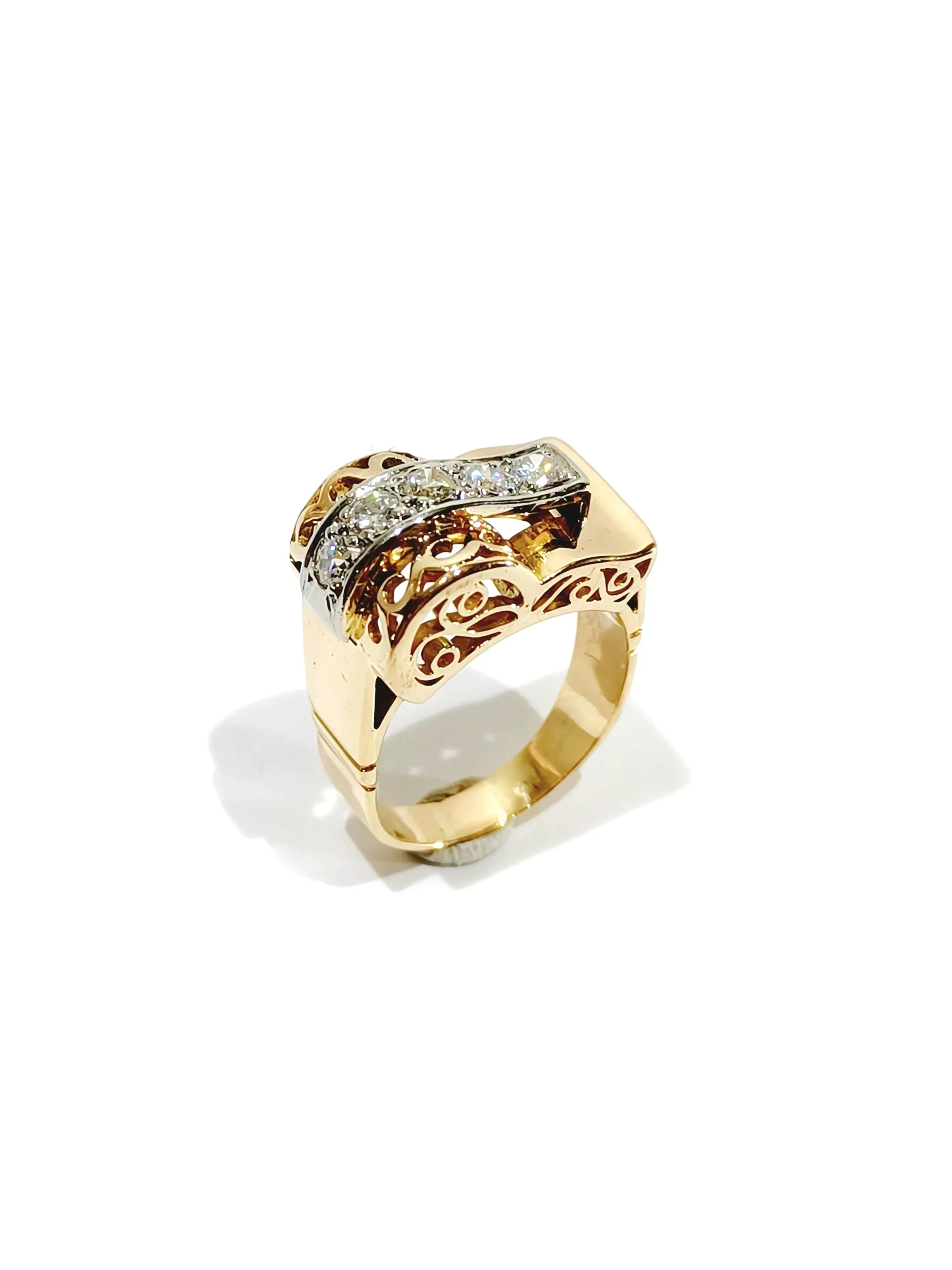 Bague Tank or rose platine diamants sold by 58 Facettes product image thumbnail 5