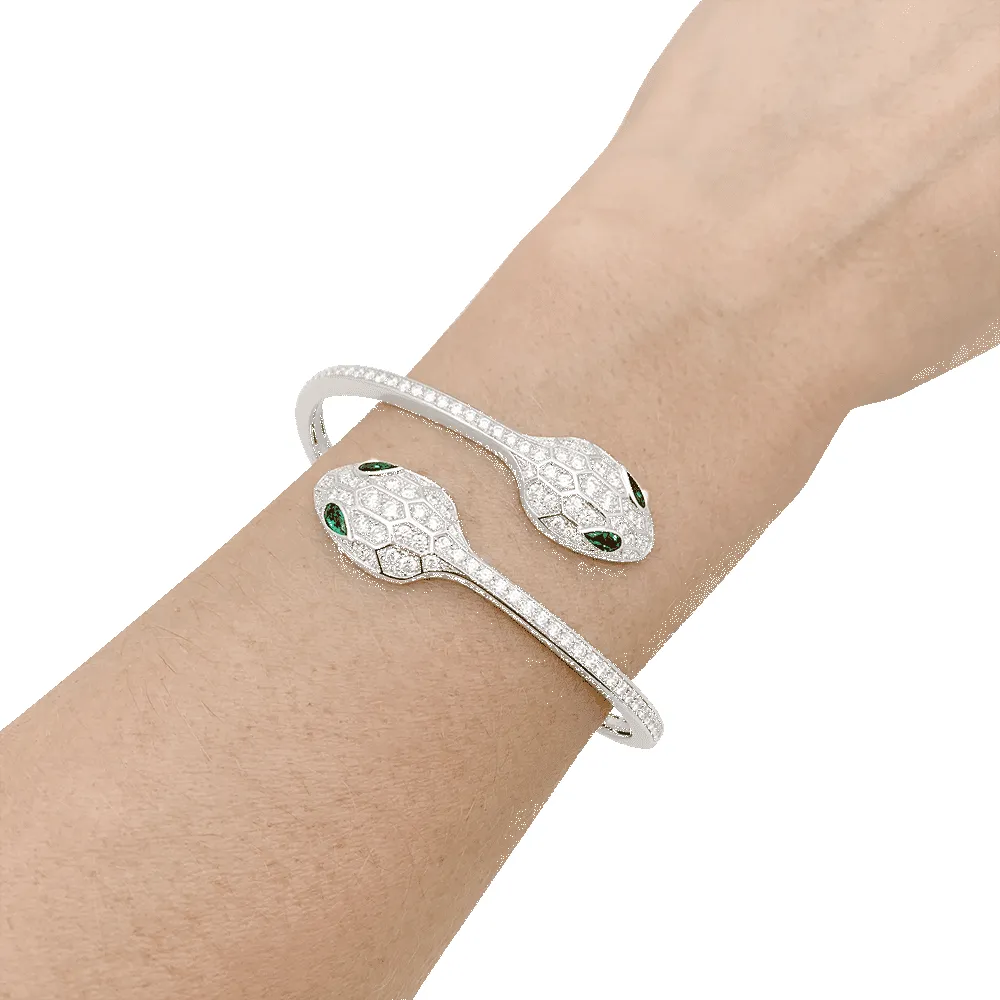 Bracelet Bulgari "Serpenti Seduttori" or blanc, diamants, émeraudes. sold by 58 Facettes product image thumbnail 5
