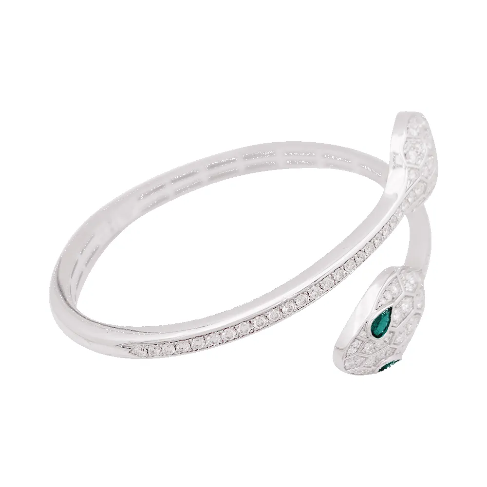 Bracelet Bulgari "Serpenti Seduttori" or blanc, diamants, émeraudes. sold by 58 Facettes product image thumbnail 2