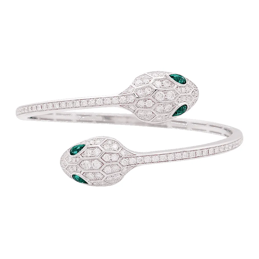 Bracelet Bulgari "Serpenti Seduttori" or blanc, diamants, émeraudes. sold by 58 Facettes product image thumbnail 3