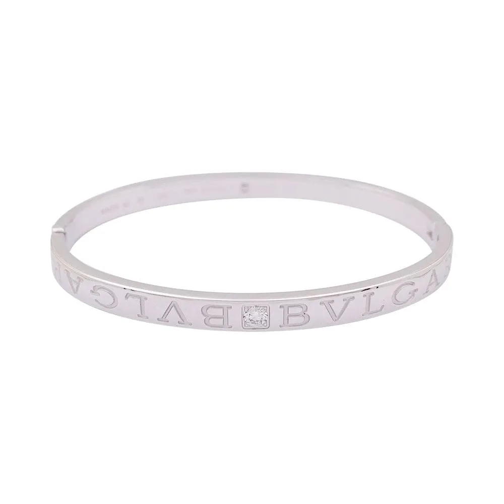 Bracelet jonc Bulgari "Bulgari Bulgari" or blanc, diamants. sold by 58 Facettes product image thumbnail 2