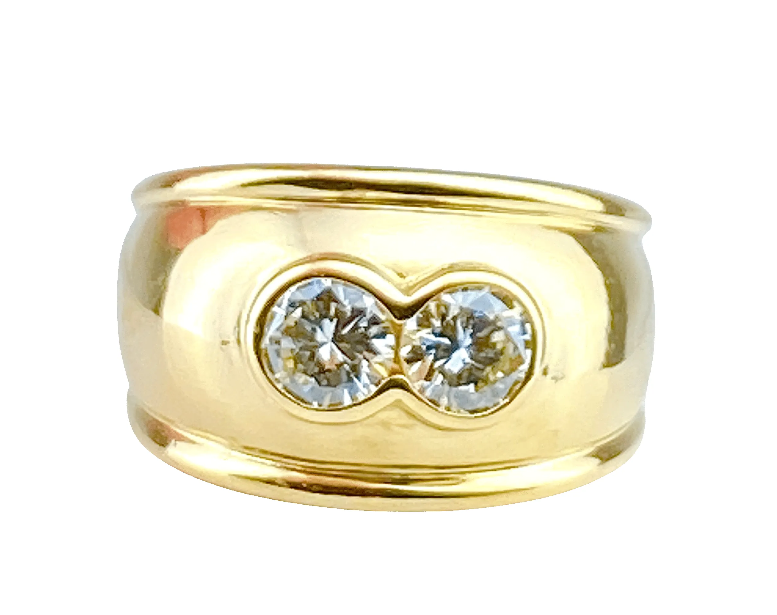 Bague jonc/ bandeau en or jaune ornée de 2 diamants sold by 58 Facettes