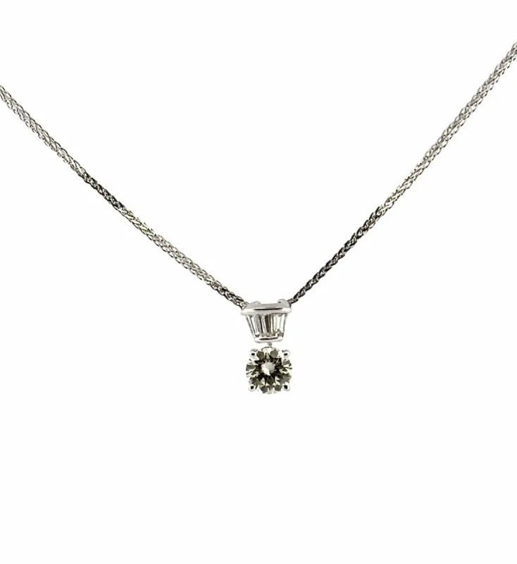 Collier or blanc solitaire diamant 0,52 carat sold by 58 Facettes