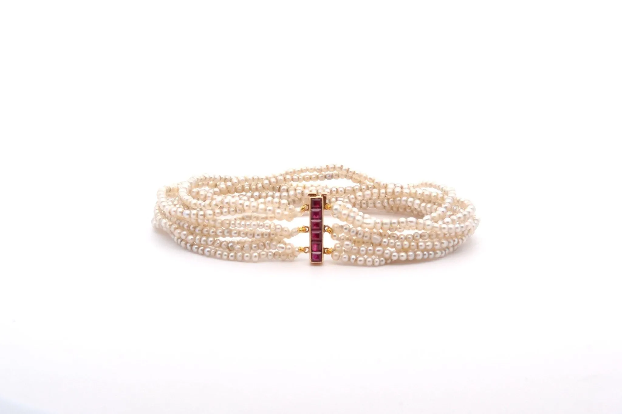 Bracelet ancien or jaune rubis et perles fines sold by 58 Facettes product image thumbnail 2
