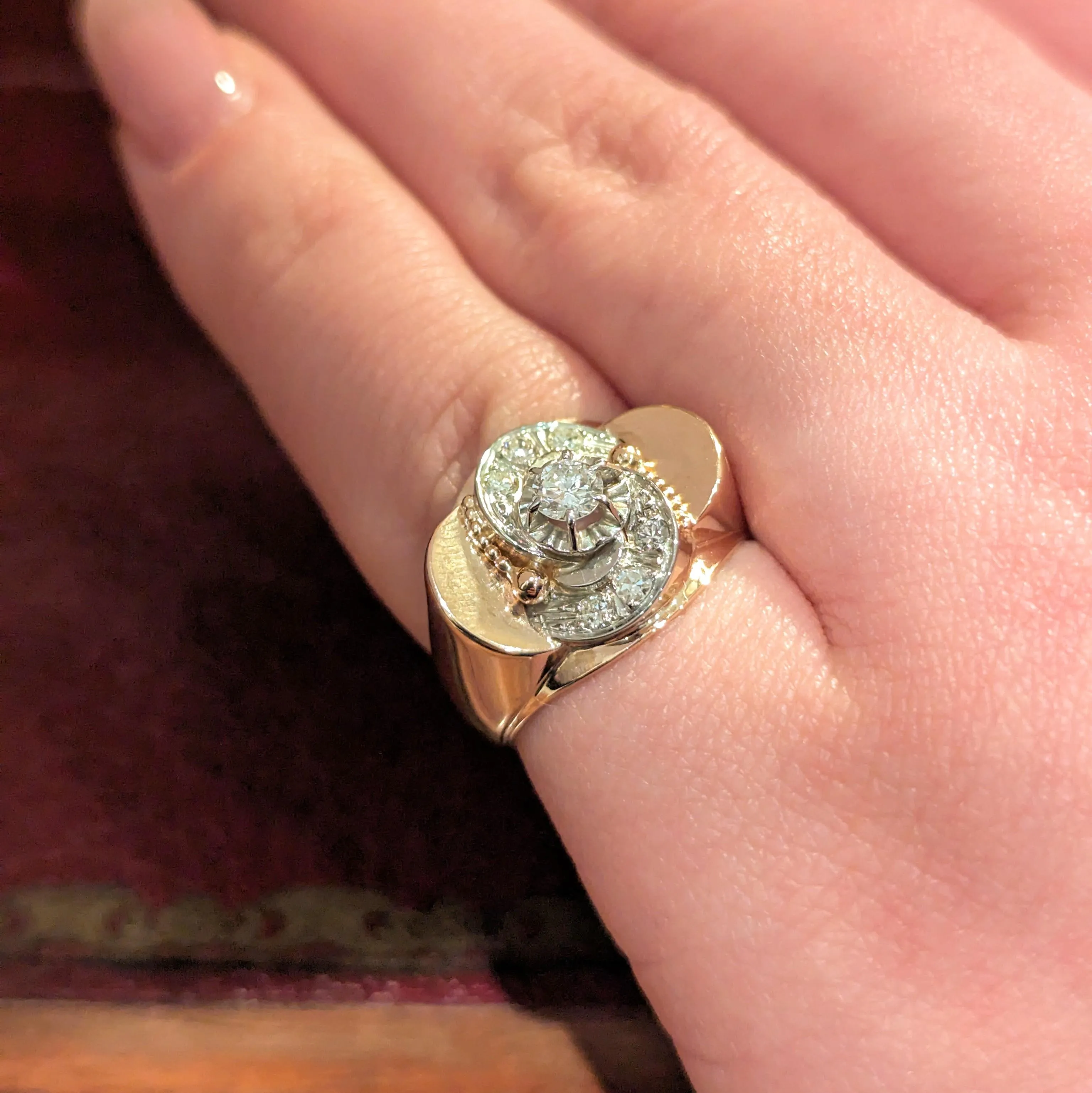 Bague Tank or rose et diamants sold by 58 Facettes product image thumbnail 2