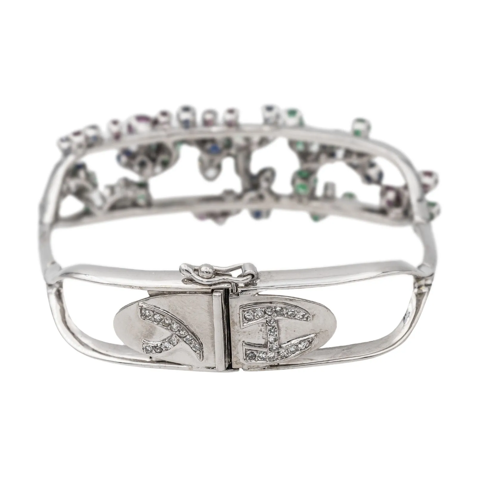 Jean Vendôme - Bracelet en or blanc et platine saphirs, émeraudes, rubis, diamants sold by 58 Facettes product image thumbnail 3