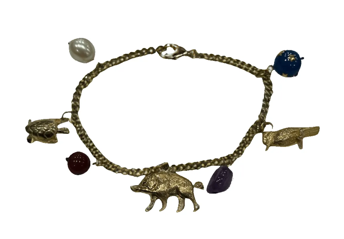 Gourmette breloques Ferme or jaune sold by 58 Facettes