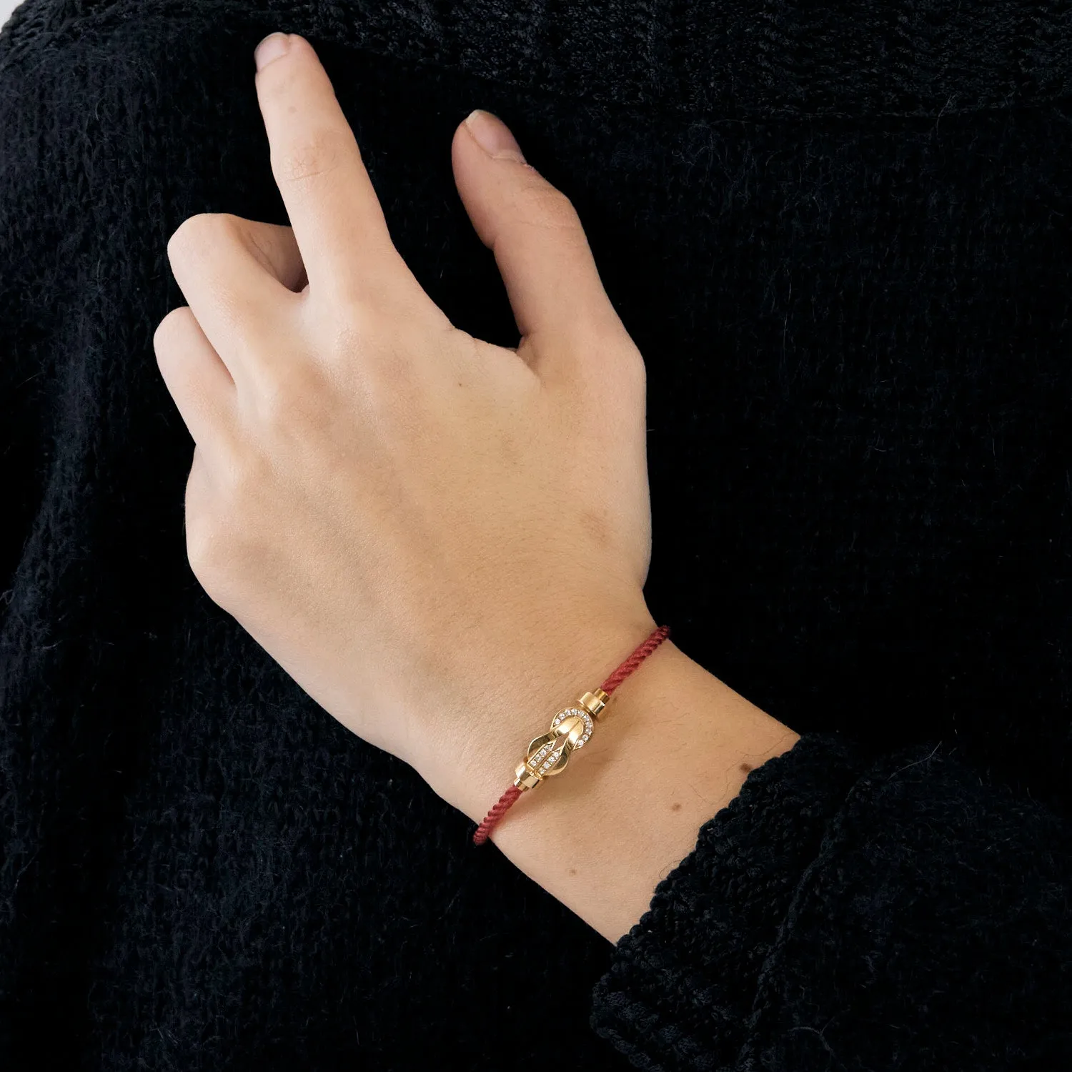 FRED-CHANCE INFINIE- Bracelet moyen modèle en or rose et diamants et 10 câbles nylon sold by 58 Facettes product image thumbnail 2