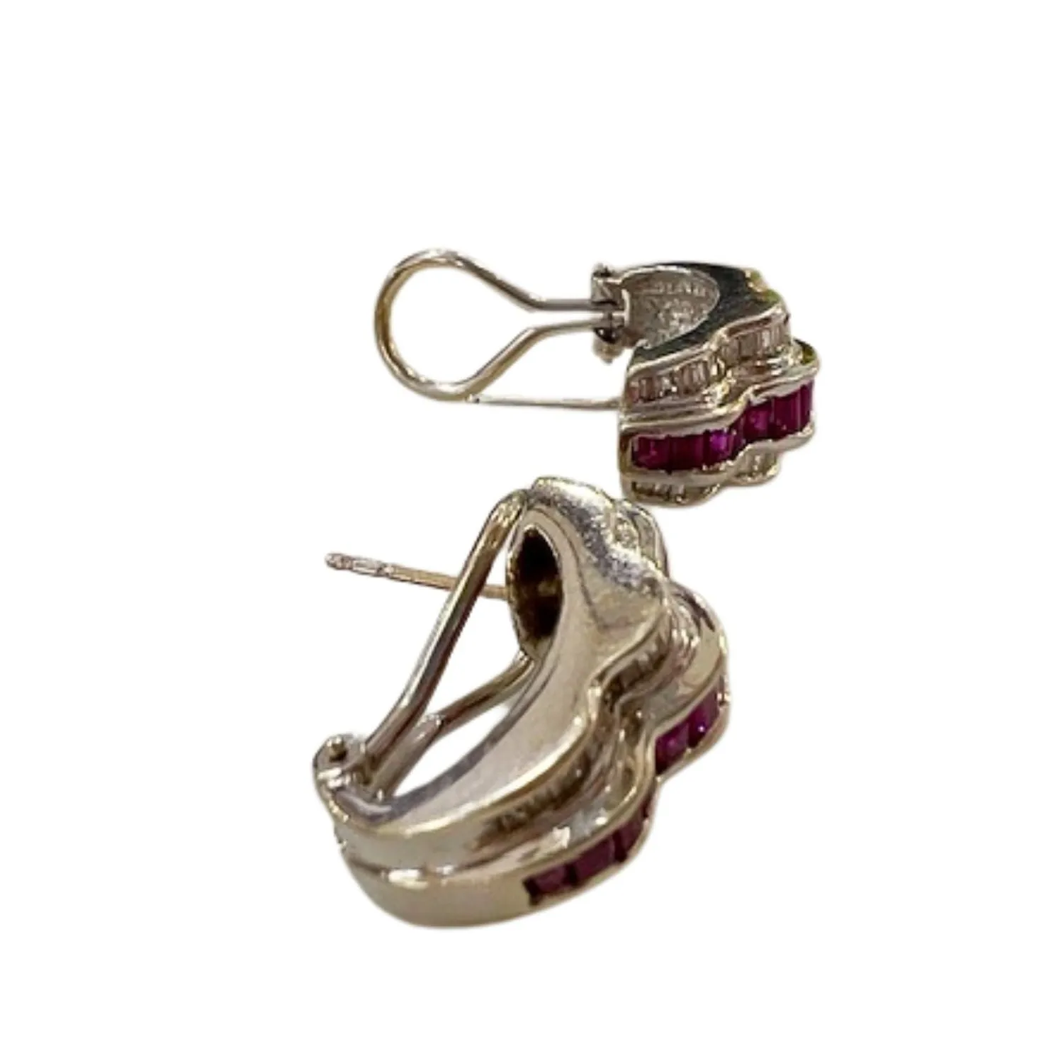 Boucles d'oreilles au design contemporain or jaune diamants et rubis sold by 58 Facettes product image thumbnail 4