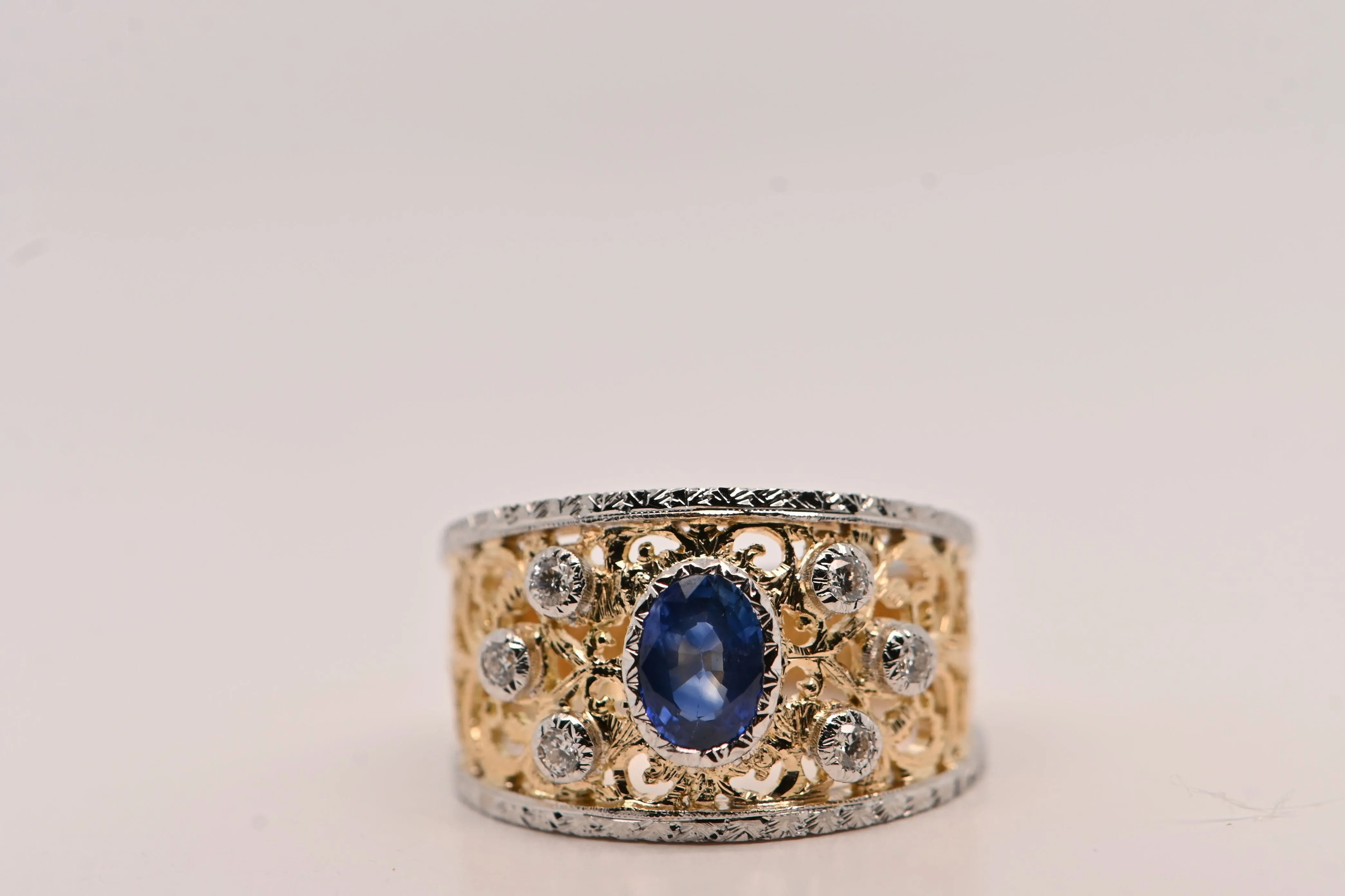Bague saphir 0,95 carats, diamants, or bicolore sold by 58 Facettes product image thumbnail 4
