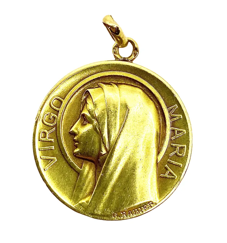 Médaille en or jaune représentant la Vierge Marie, signée G. Rabier sold by 58 Facettes