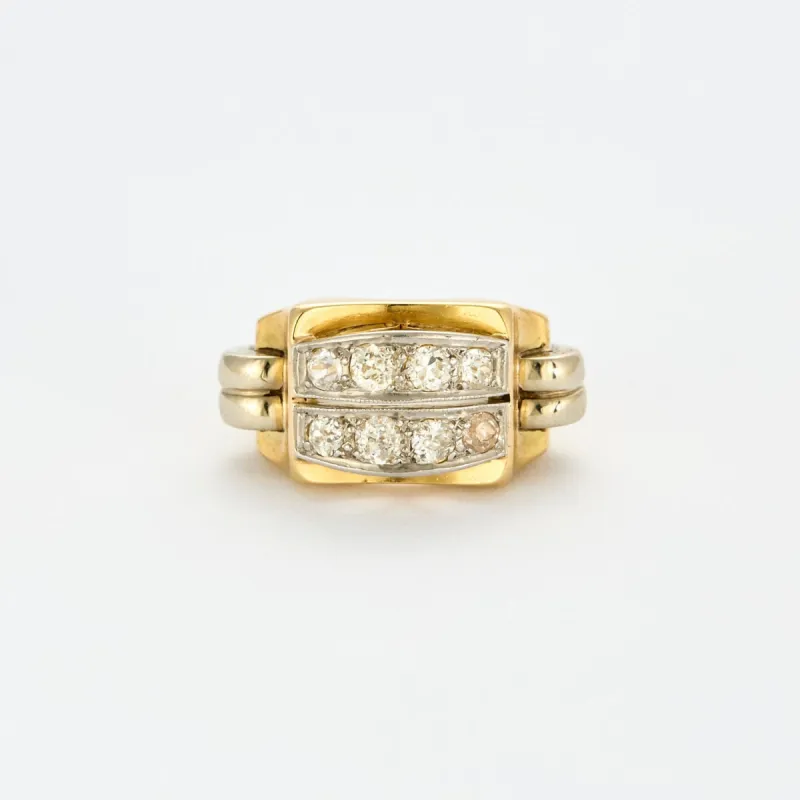Bague tank pont or jaune platine diamants sold by 58 Facettes