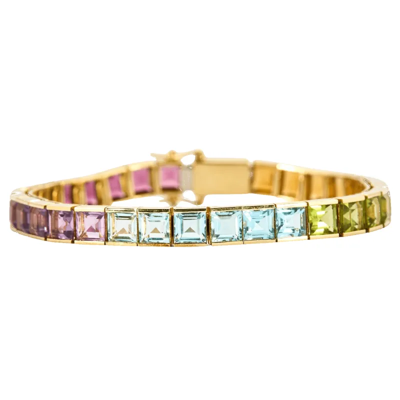 STERN - Bracelet Rainbow rivière or jaune et pierres de couleur sold by 58 Facettes