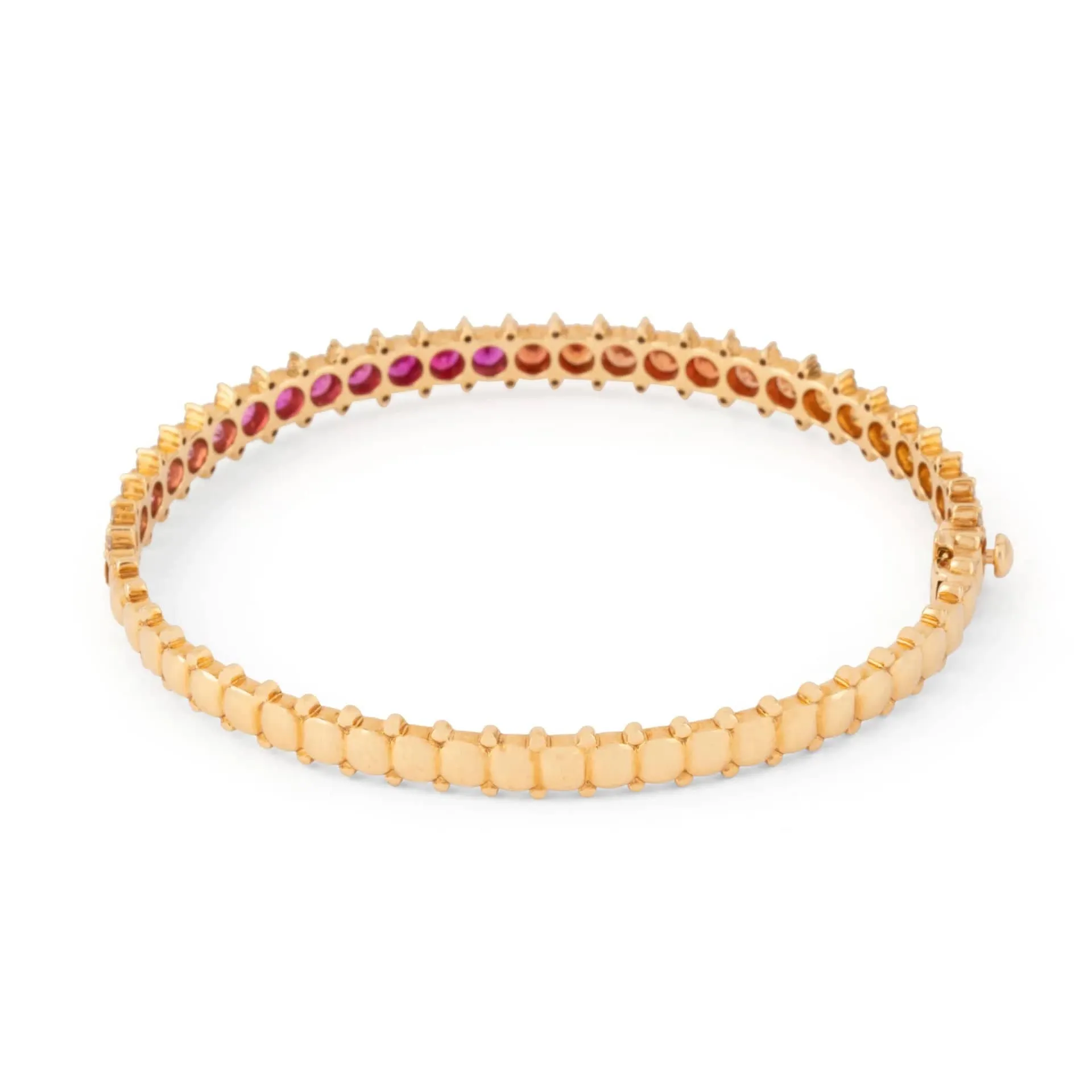Bracelet rigide ouvrant, or rose et saphirs multicolores sold by 58 Facettes product image thumbnail 4