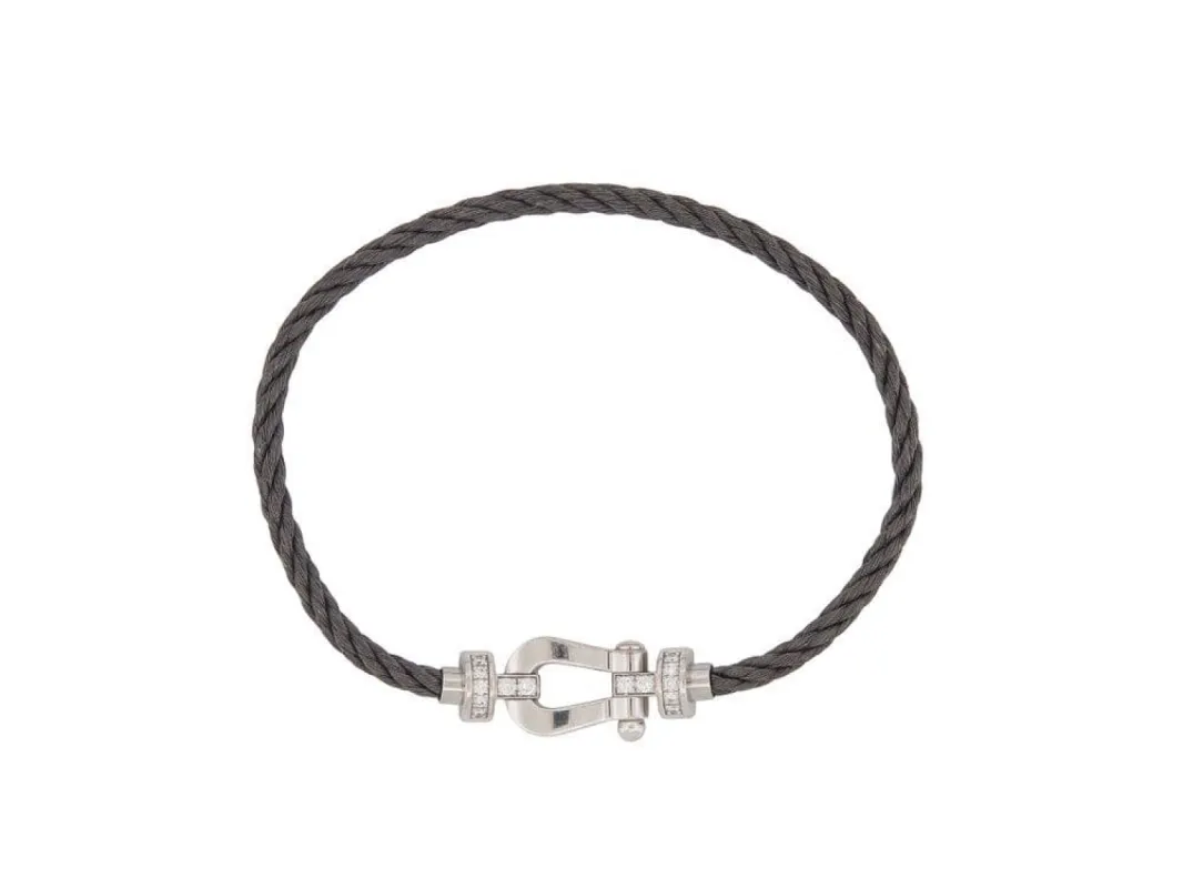 bracelet FRED force 10 mm manille or blanc 14 diamants sold by 58 Facettes