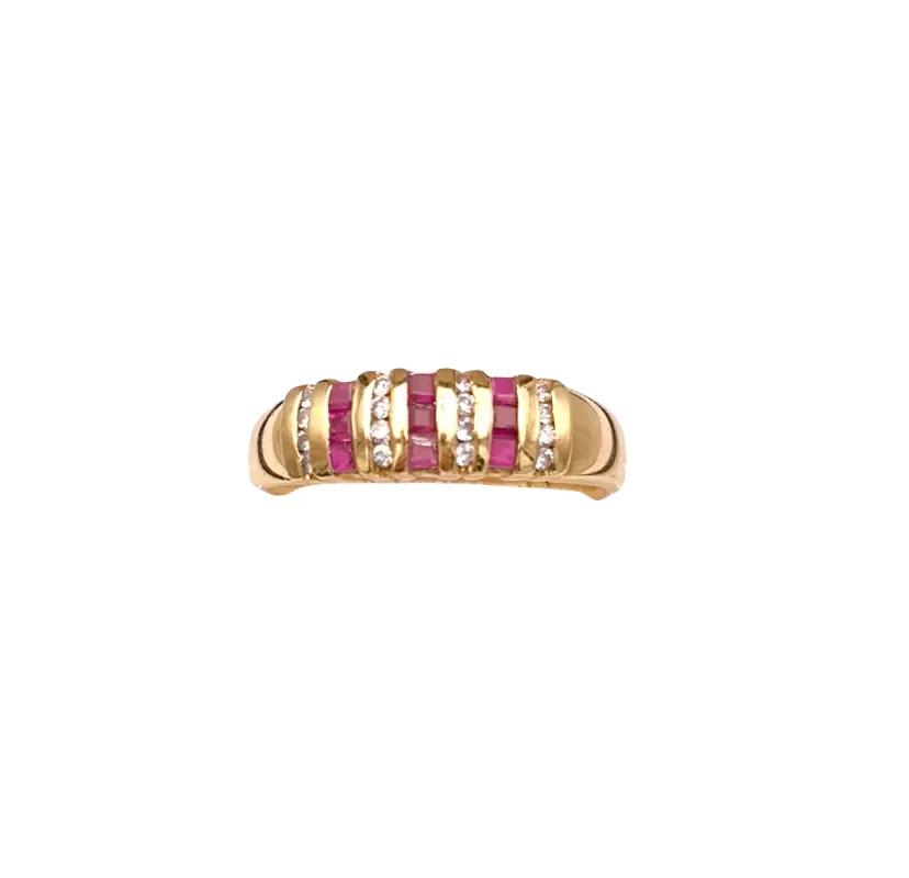 Bague jarretière or jaune ornée de rubis et diamants sold by 58 Facettes