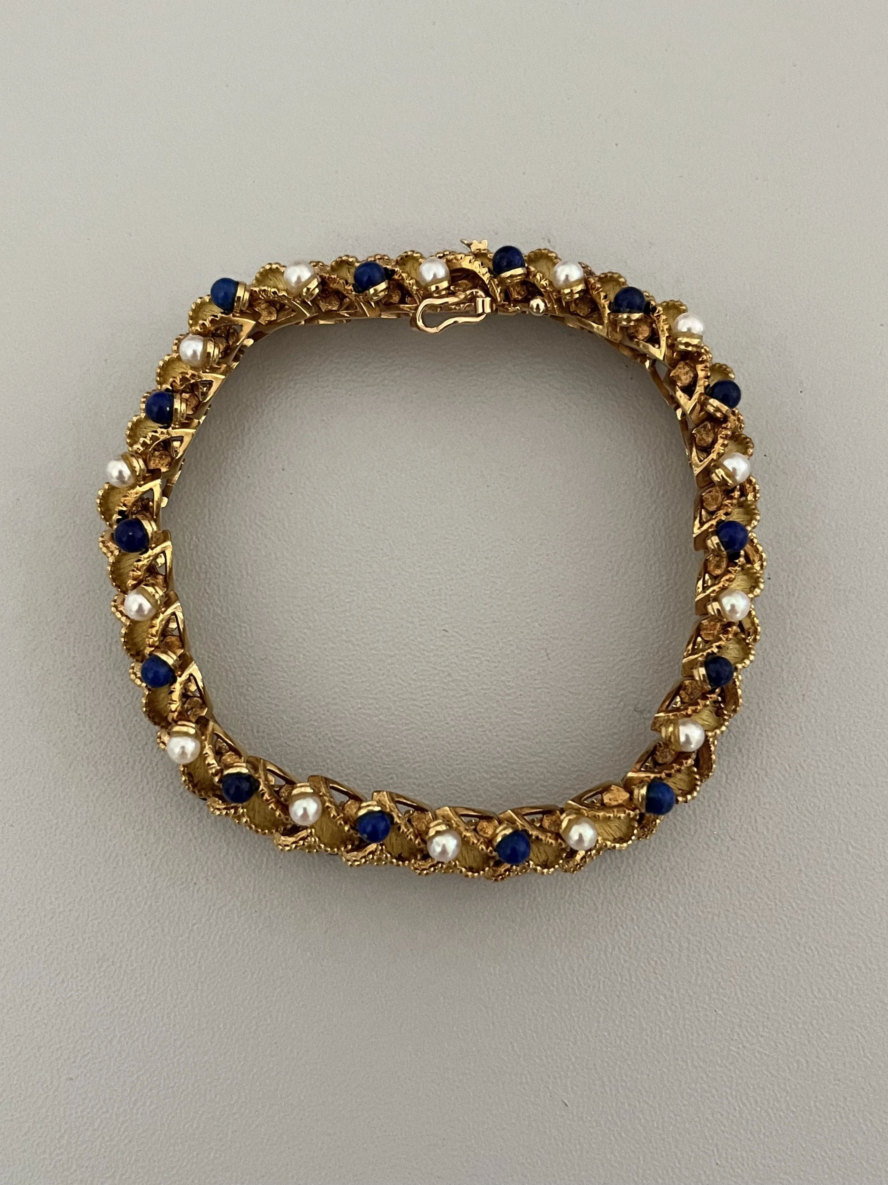 Bracelet Articulé Feuillages Or Jaune Perles Lapis Lazuli sold by 58 Facettes product image thumbnail 5