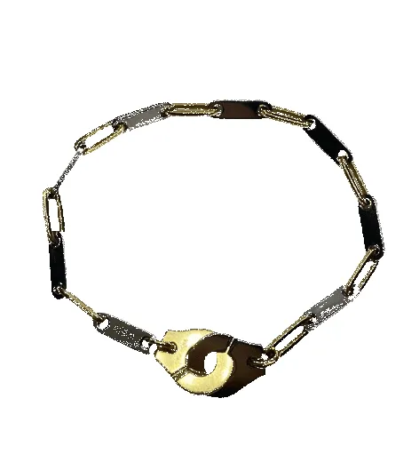 Dinh Van Menottes - Bracelet en or jaune 18K et acier sold by 58 Facettes