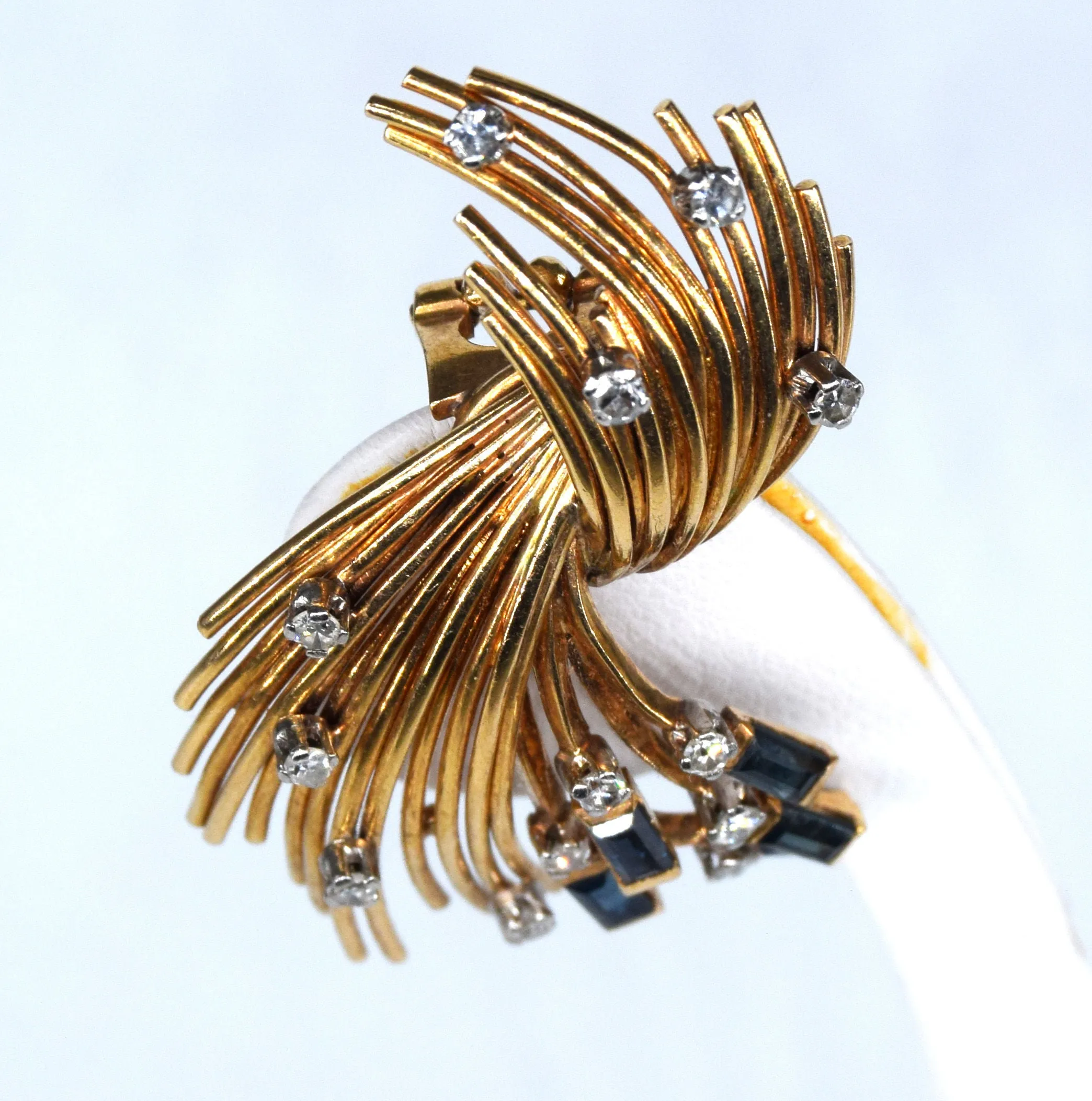 Boucles d'oreilles vintage or diamants saphirs sold by 58 Facettes product image thumbnail 4