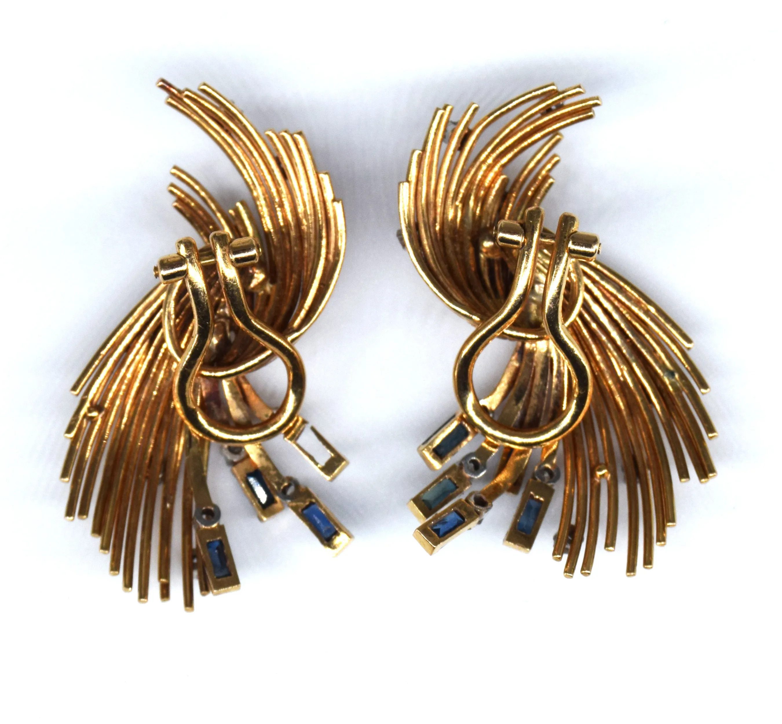 Boucles d'oreilles vintage or diamants saphirs sold by 58 Facettes product image thumbnail 5