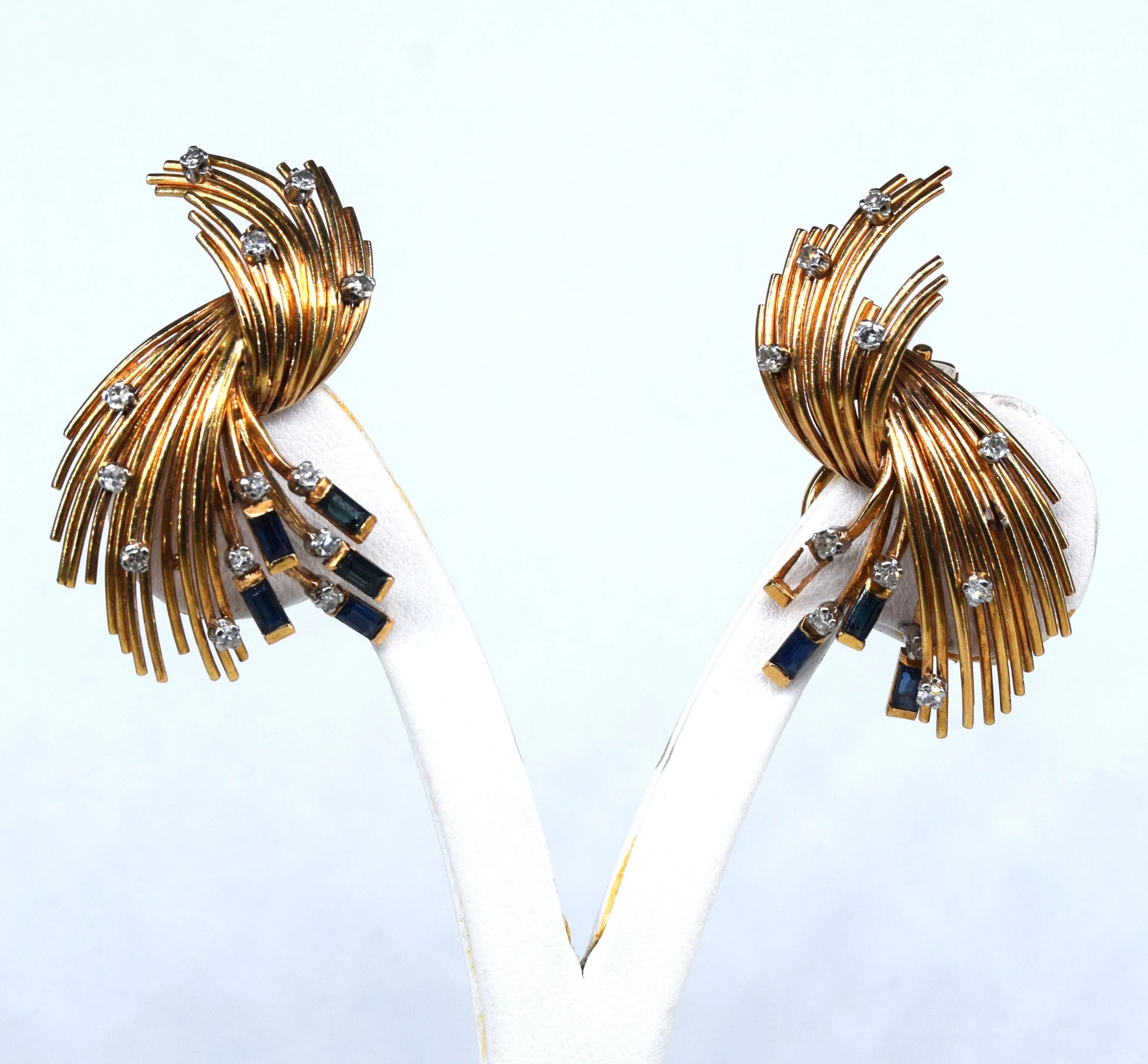 Boucles d'oreilles vintage or diamants saphirs sold by 58 Facettes product image thumbnail 2