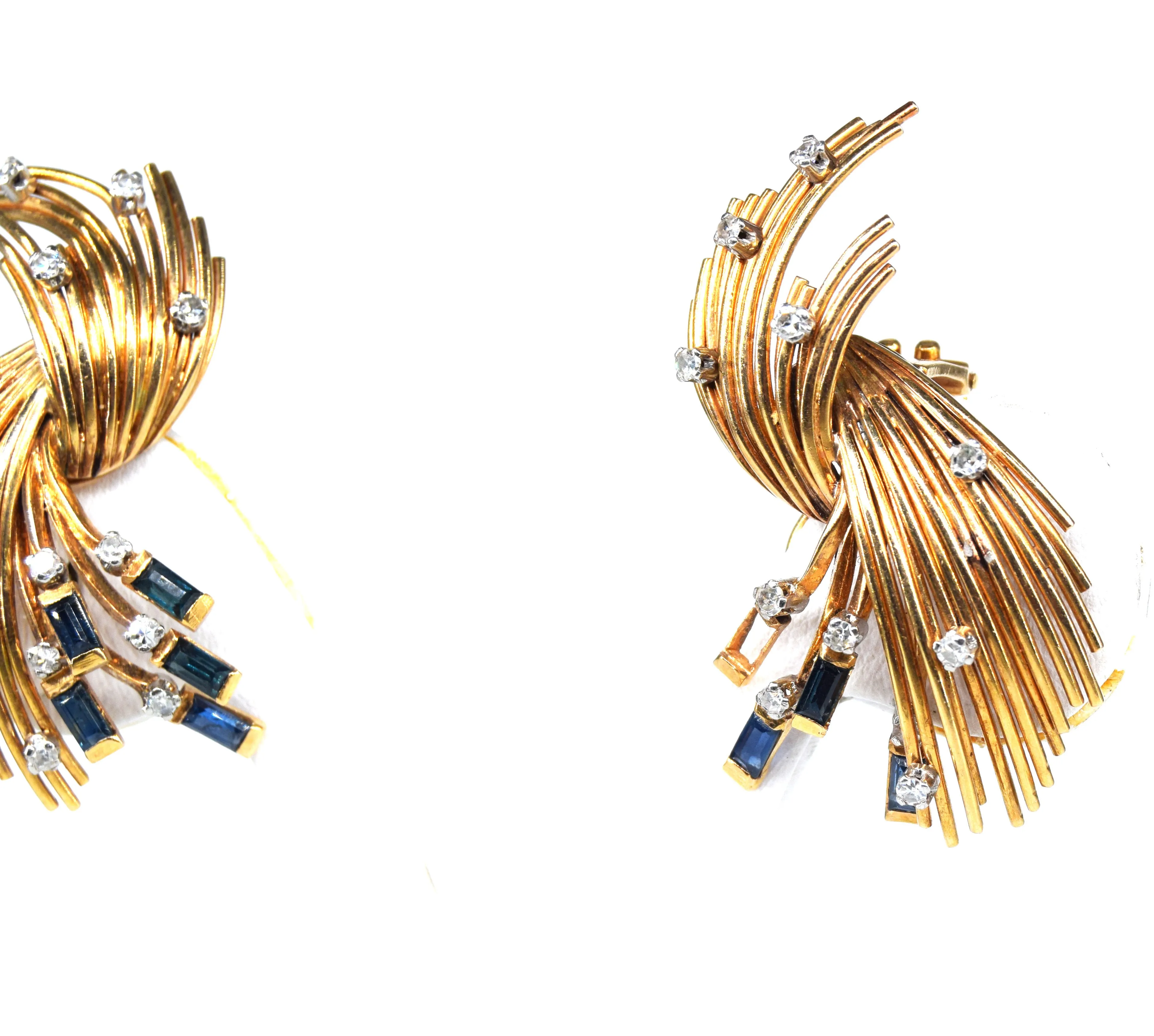 Boucles d'oreilles vintage or diamants saphirs sold by 58 Facettes product image thumbnail 3