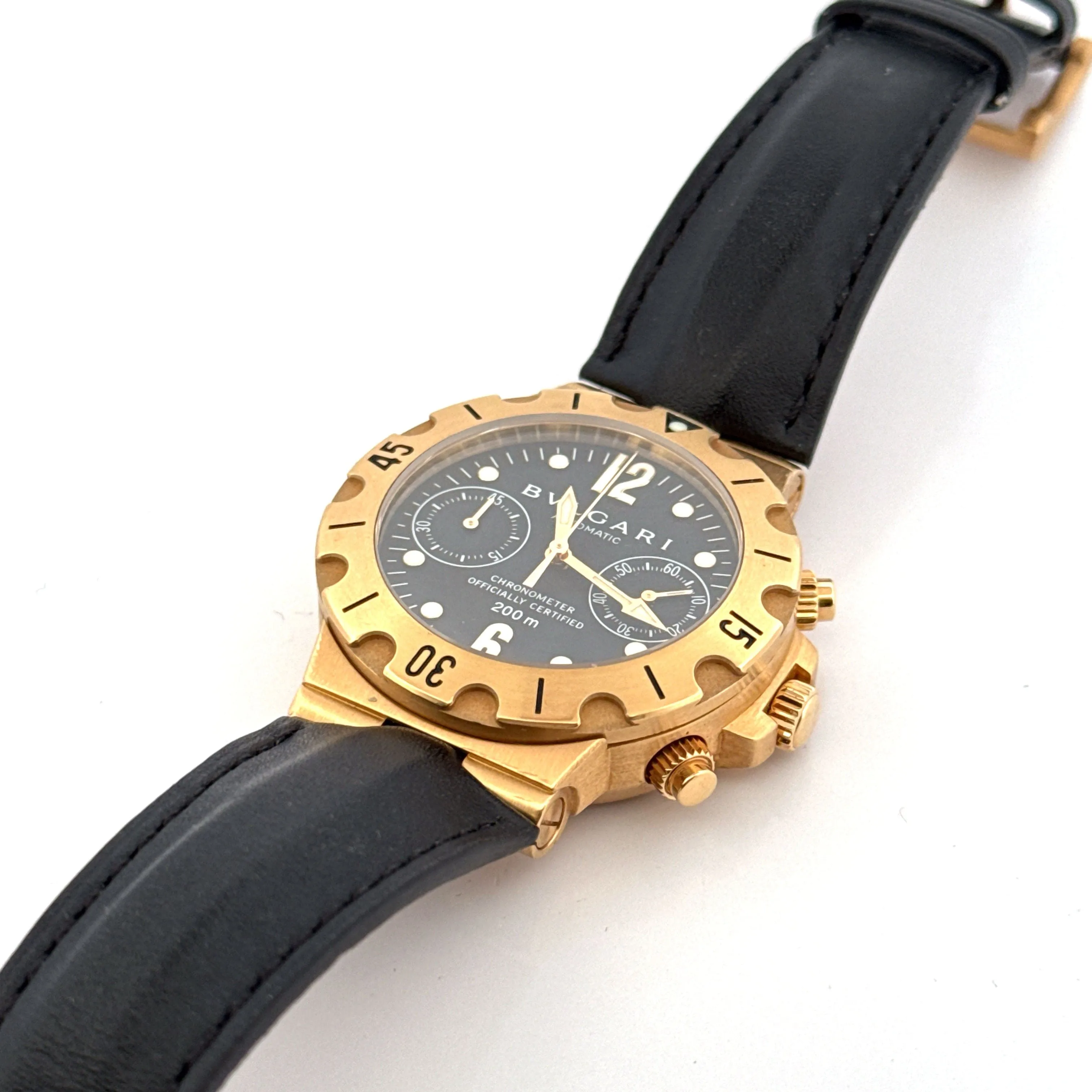 BULGARI - Montre Diagono Scuba or jaune bracelet cuir sold by 58 Facettes product image thumbnail 5