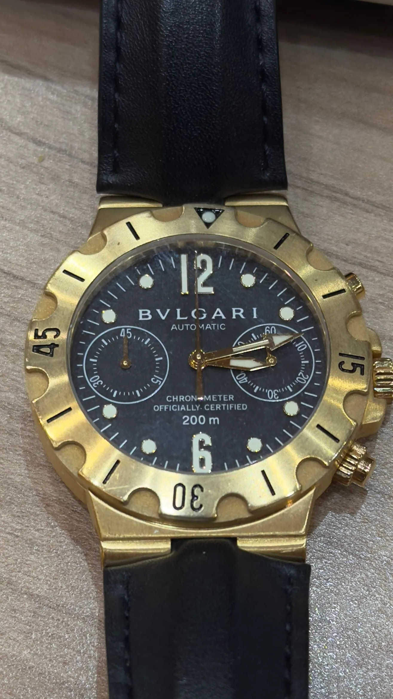 BULGARI - Montre Diagono Scuba or jaune bracelet cuir sold by 58 Facettes product image thumbnail 2