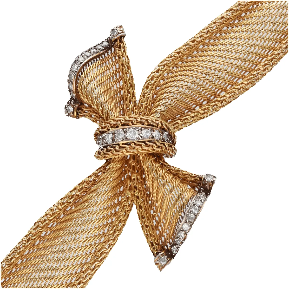 Bracelet en or jaune et platine avec Diamants vers 1950. sold by 58 Facettes