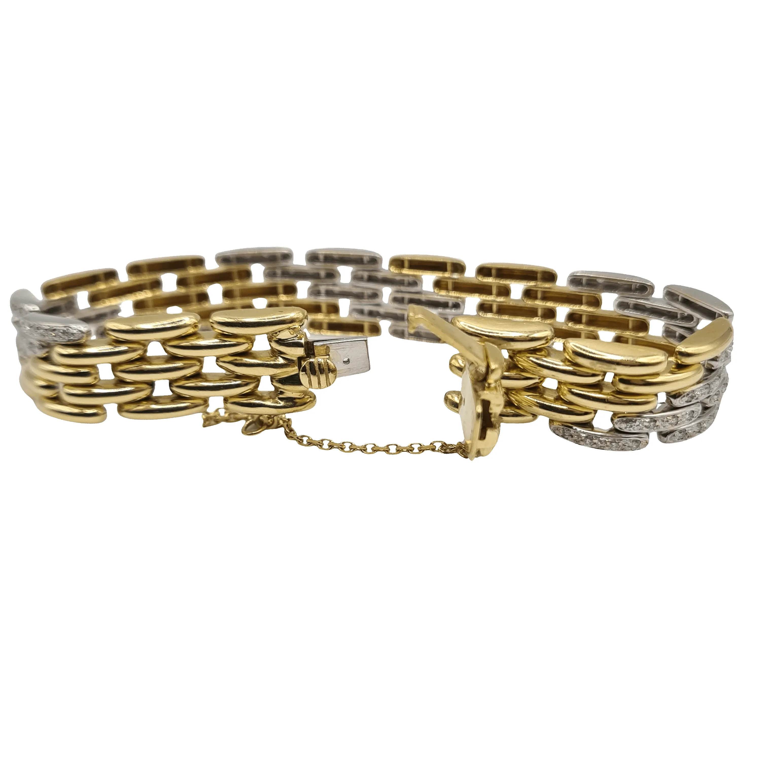 Bracelet or blanc et jaune sertie de diamants sold by 58 Facettes