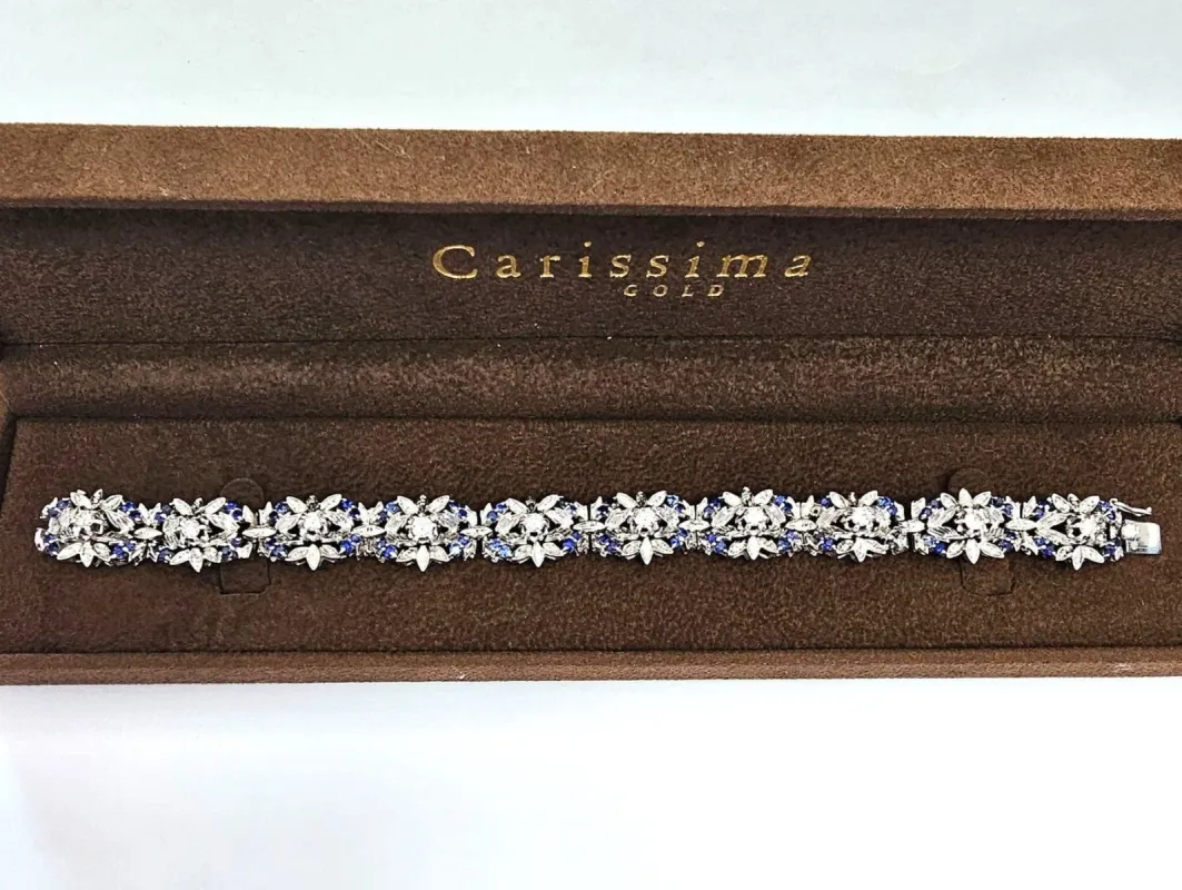 Bracelet années 1950 en or blanc avec saphirs et diamants sold by 58 Facettes