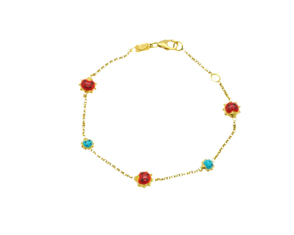 Bracelet en or jaune avec coccinelles sold by 58 Facettes