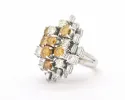 Anello oro bianco diamanti gialli e bianchi sold by 58 Facettes