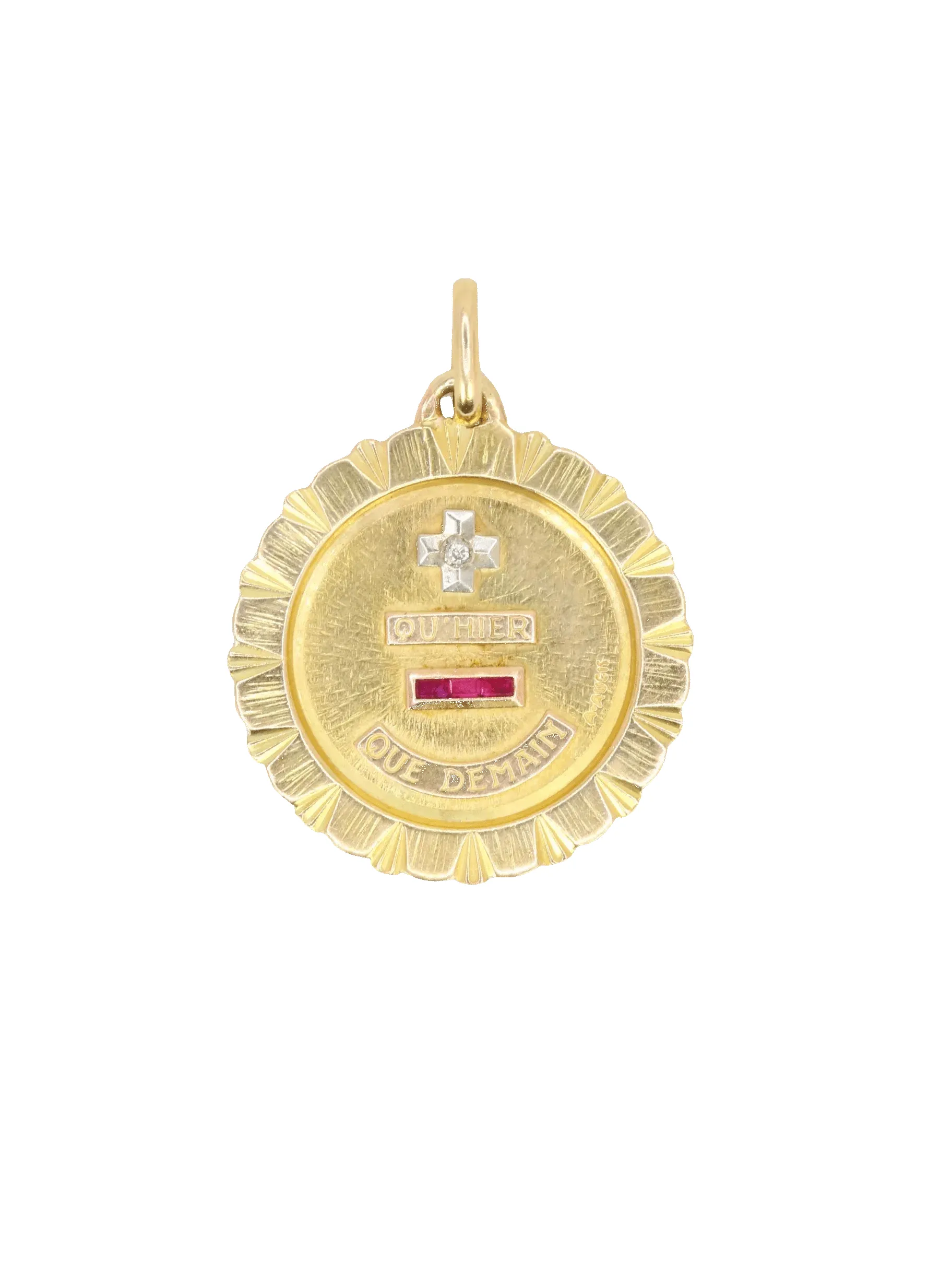 AUGIS - Médaille amour Jumbo or jaune diamant rubis sold by 58 Facettes