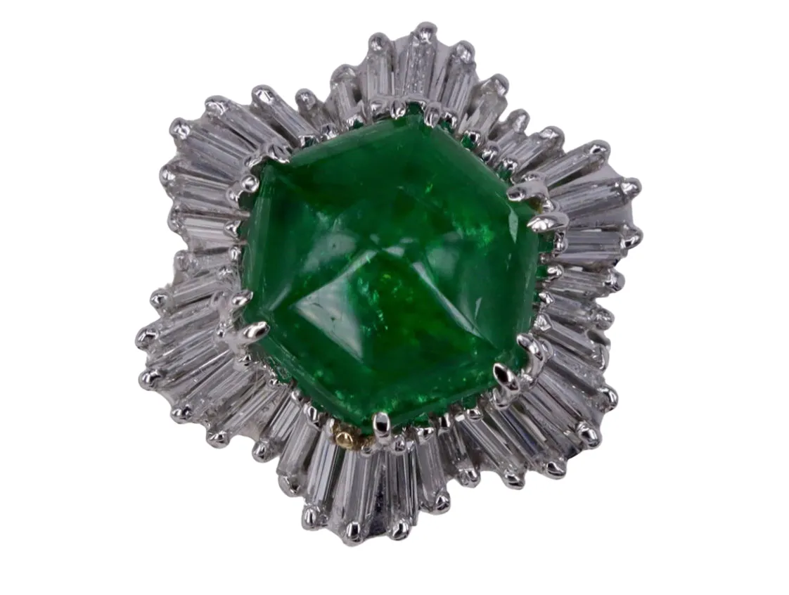 bague émeraude et diamant colombienne sold by 58 Facettes